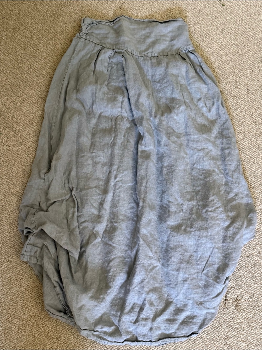 Light Blue A-Line Linen Skirt with High Waist